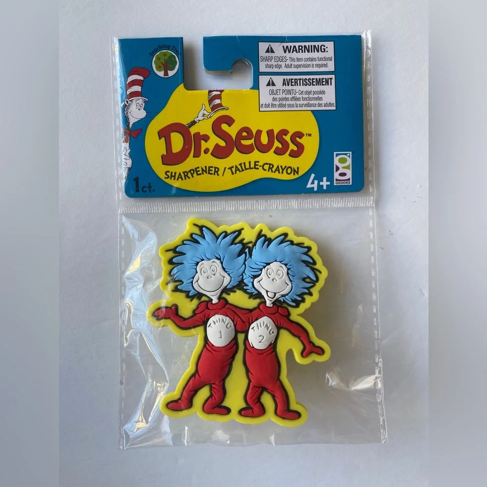 3 Pk Dr. Seuss 1 sharpener 6 erasers & 1 pack of‎ stickers kit kids school learn